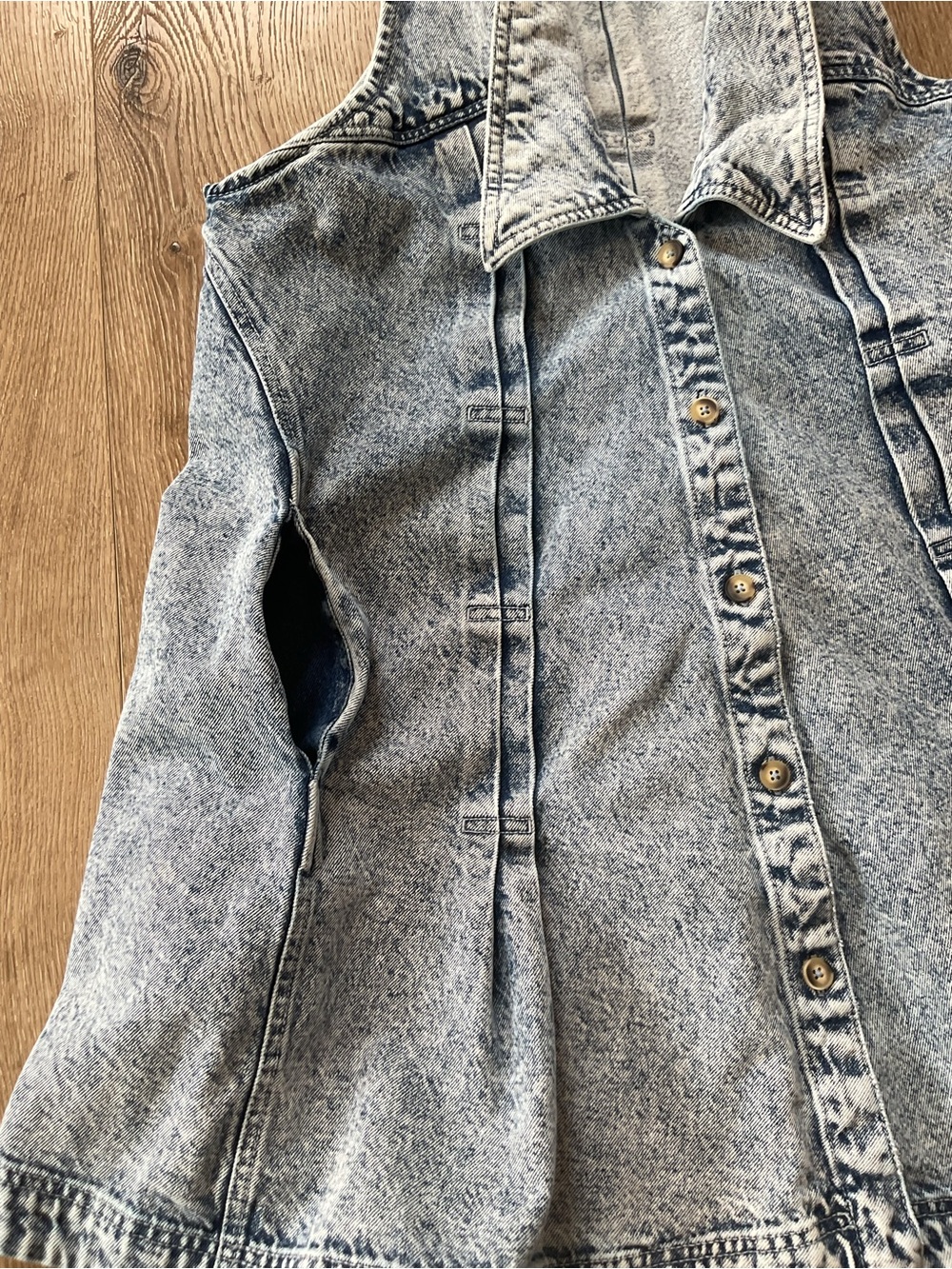 Free People Katie Denim Acid Wash Halter Mini Dress in Light Blue Size Medium - Picture 9 of 14